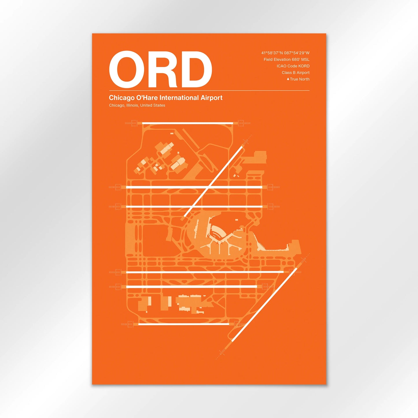 ORD | Chicago - Sunset Orange - 24×36" - No Frame