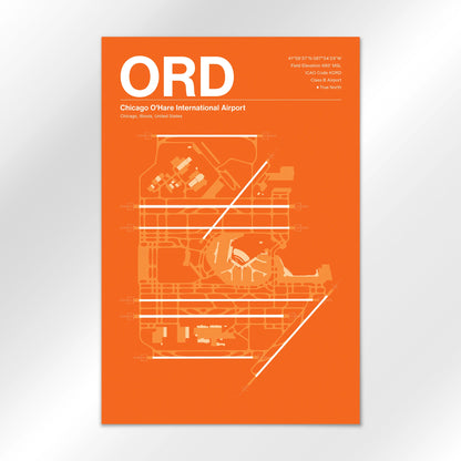 ORD | Chicago - Sunset Orange - 24×36" - No Frame