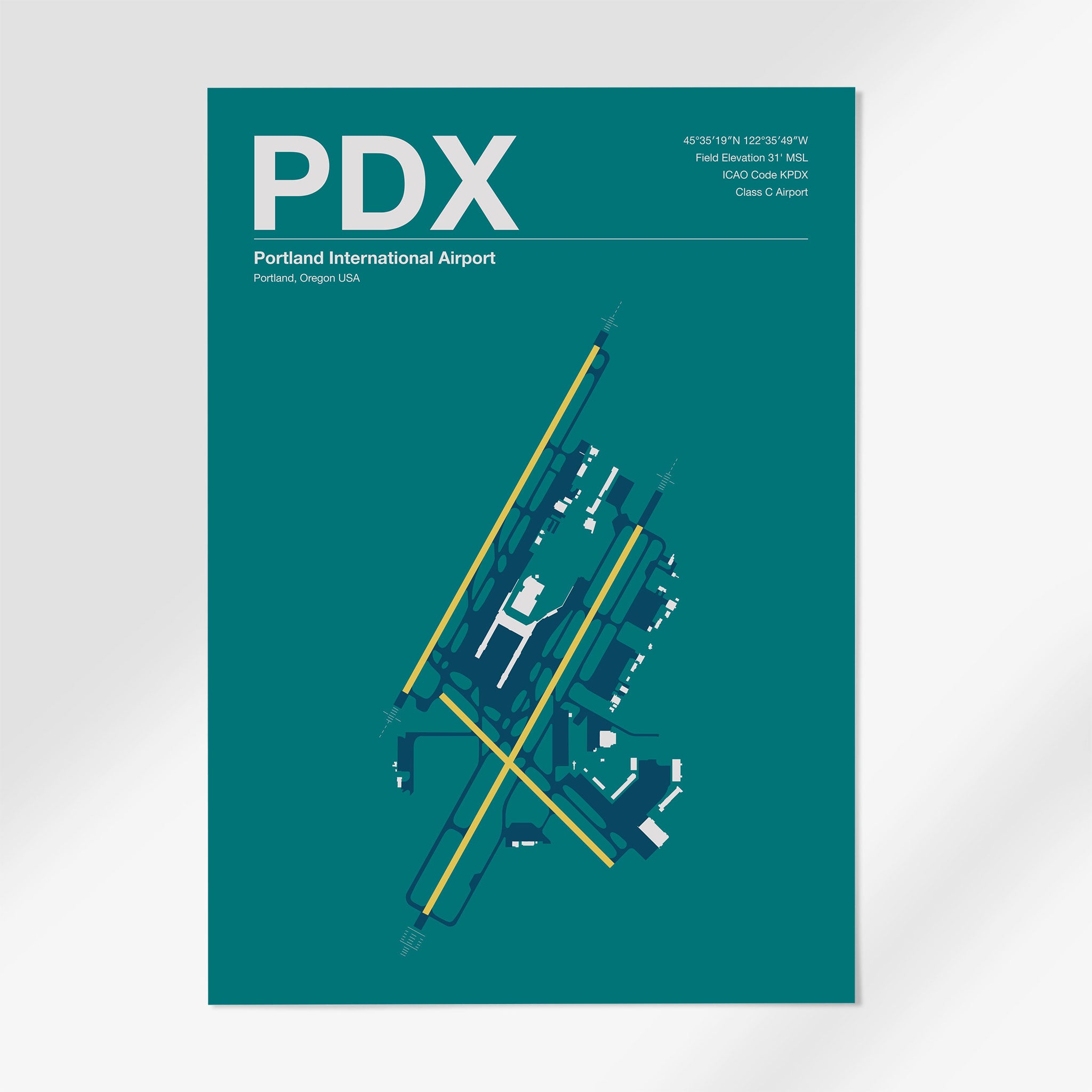PDX | Portland - 24×36" - Mid - Century Moss - No Frame