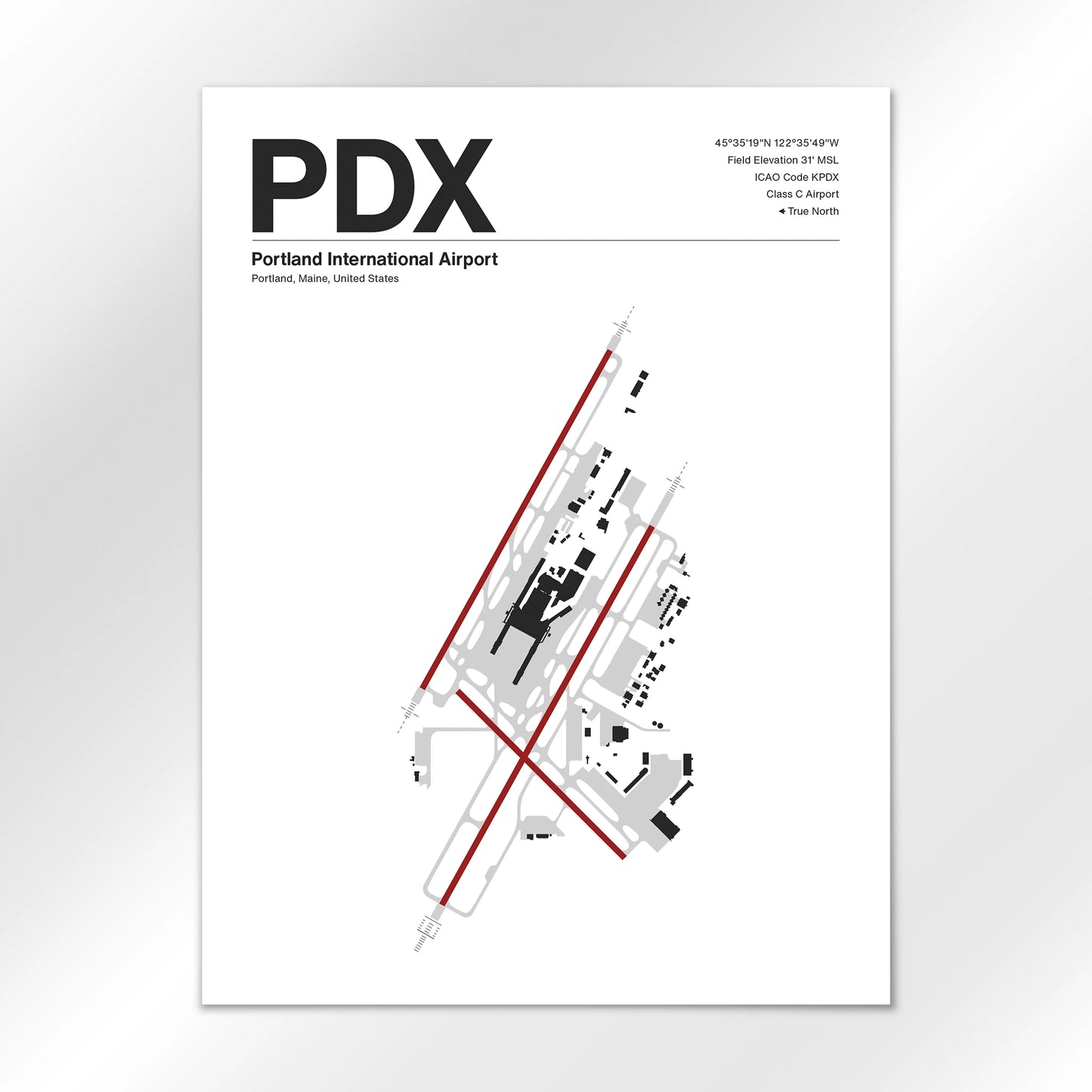 PDX | Portland - Mid - Century Modern - 18×24" - No Frame