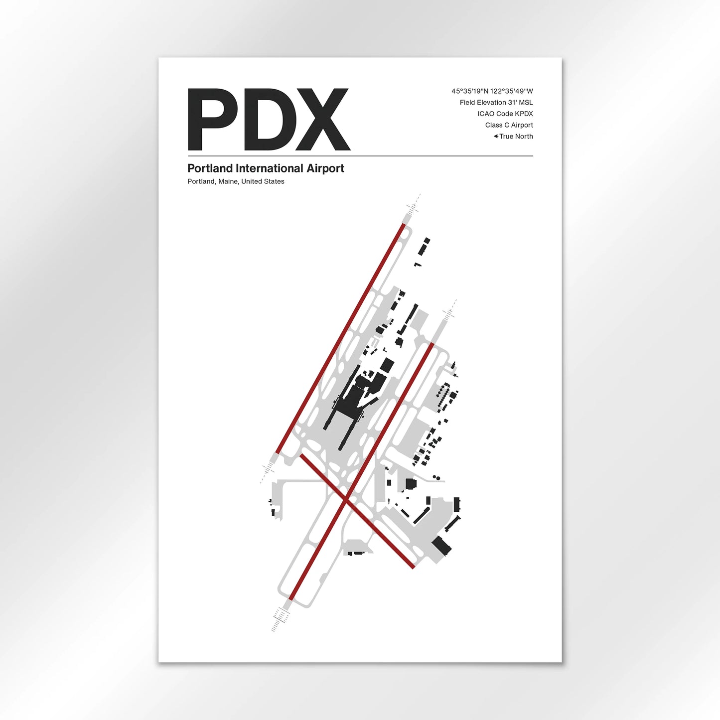 PDX | Portland - Mid - Century Modern - 24×36" - No Frame