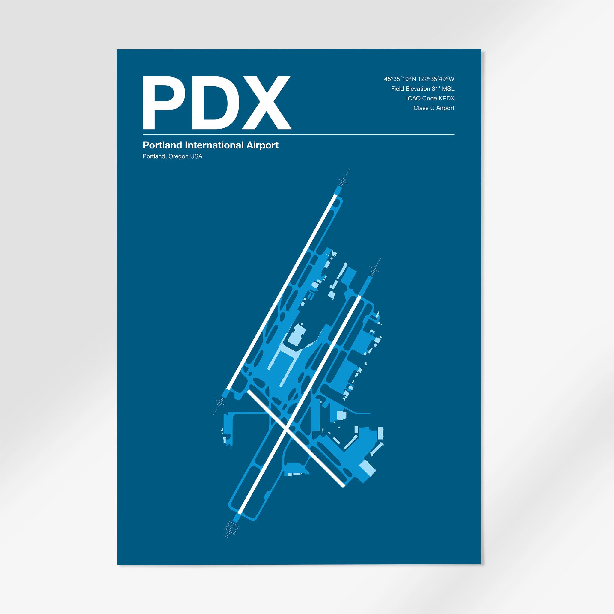 PDX | Portland - 24×36" - Skyline Blue - No Frame