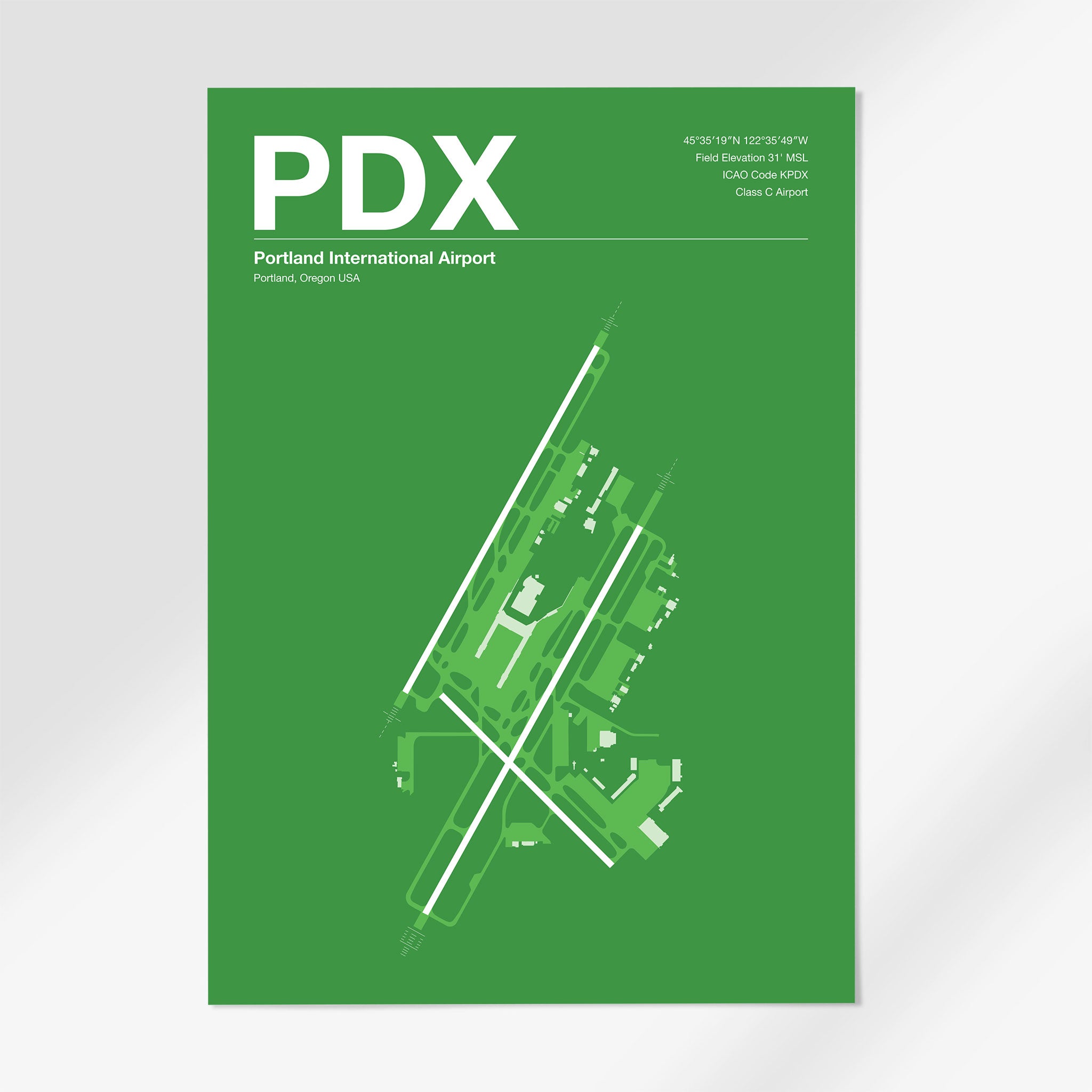 PDX | Portland - 24×36" - Overland Green - No Frame