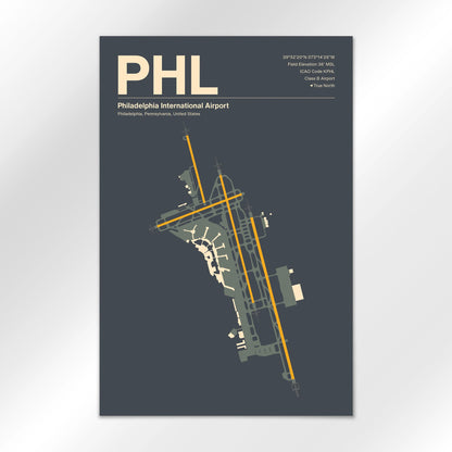 PHL | Philadelphia - Mid - Century Slate - 12×18" - No Frame