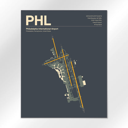 PHL | Philadelphia - Mid - Century Slate - 16×20" - No Frame