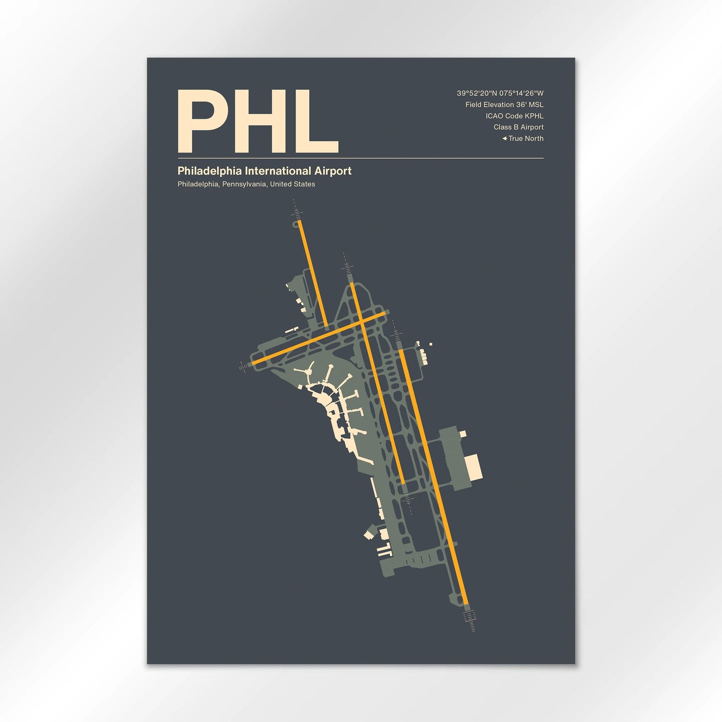 PHL | Philadelphia - Mid - Century Slate - A2 - No Frame