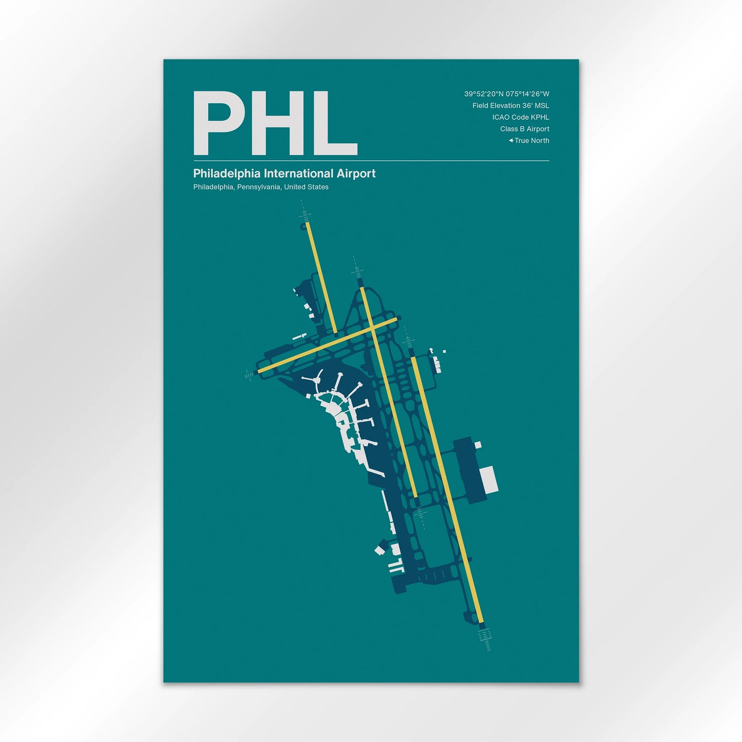 PHL | Philadelphia - Mid - Century Moss - 12×18" - No Frame