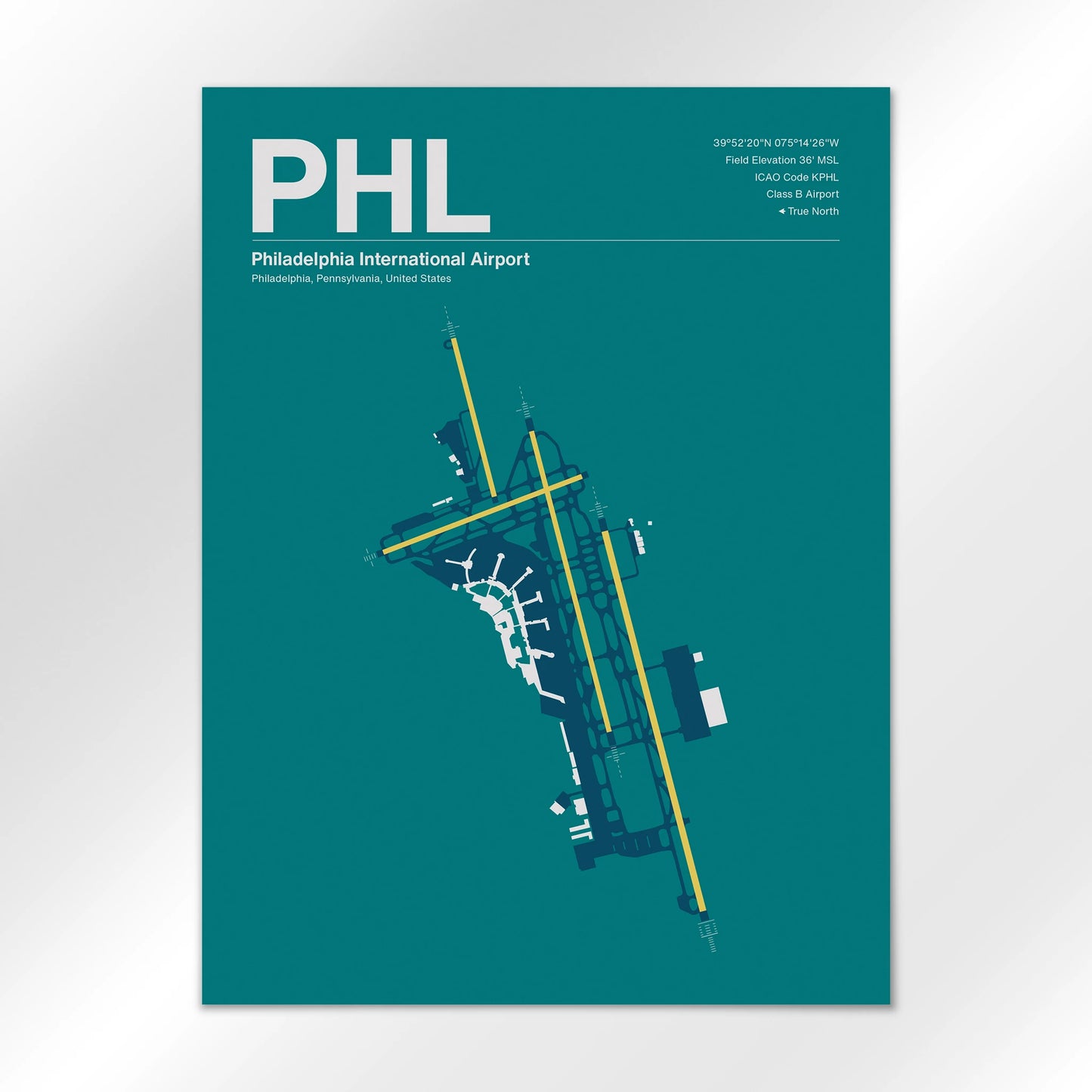 PHL | Philadelphia - Mid - Century Moss - 18×24" - No Frame