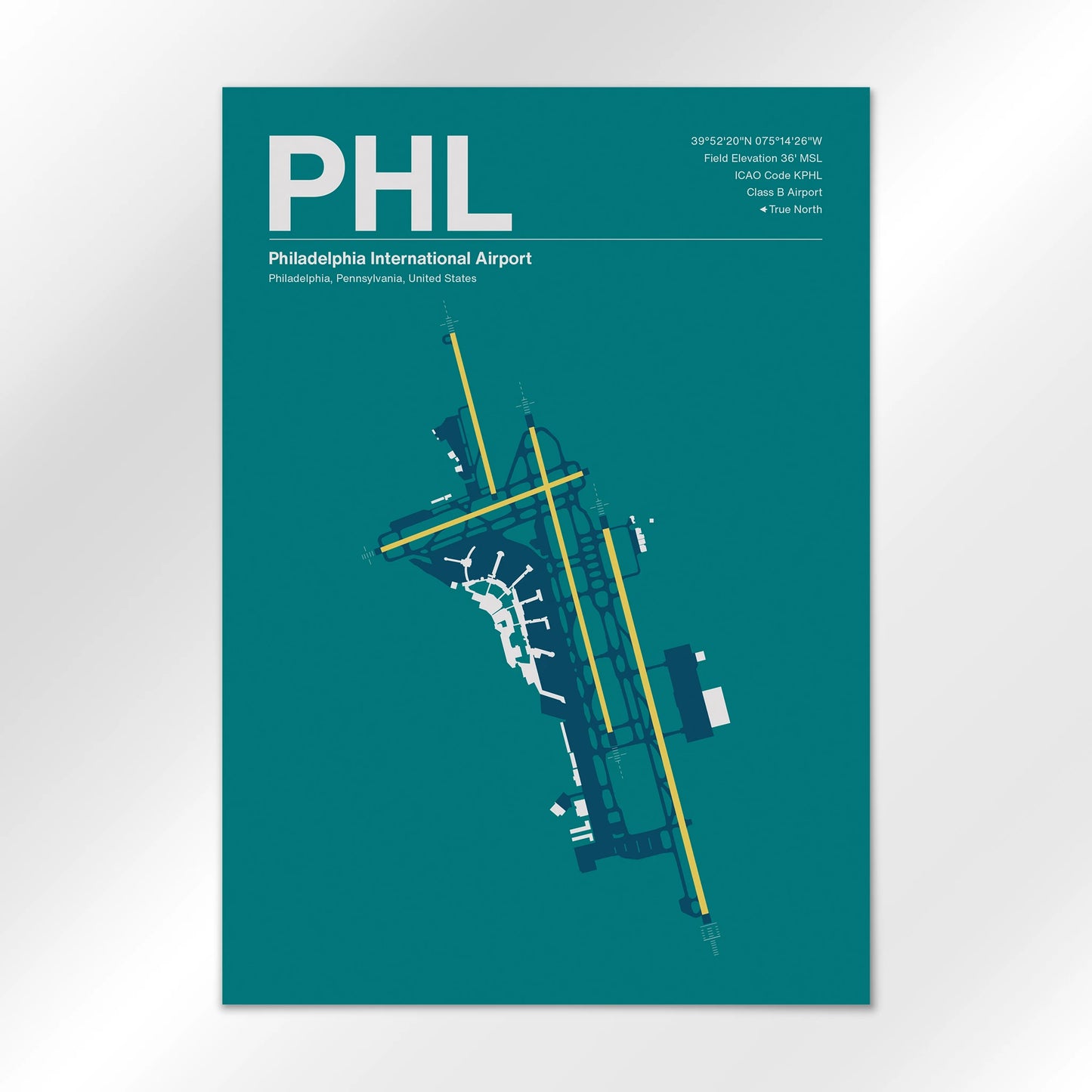 PHL | Philadelphia - Mid - Century Moss - A3 - No Frame