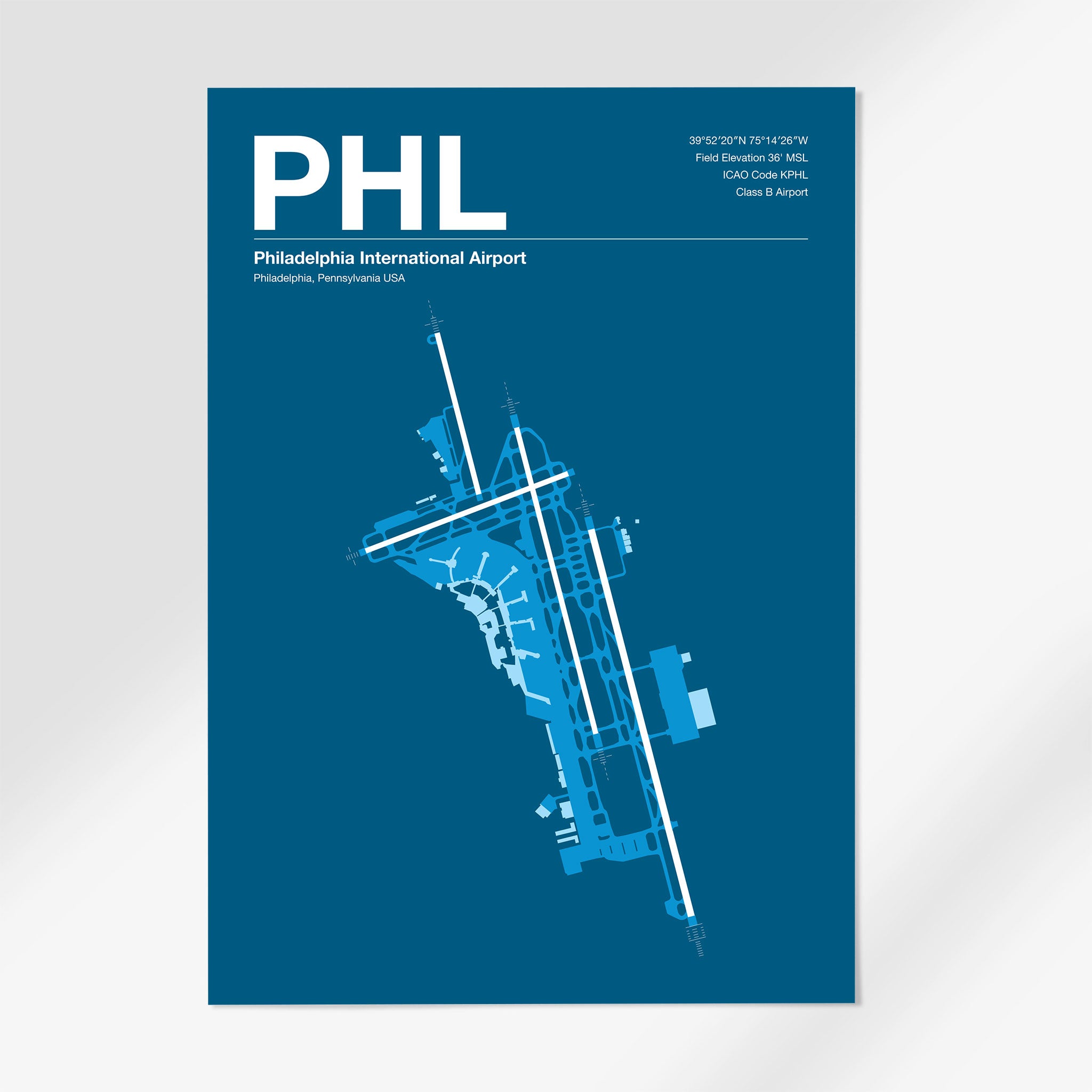 PHL | Philadelphia - 24×36" - Skyline Blue - No Frame