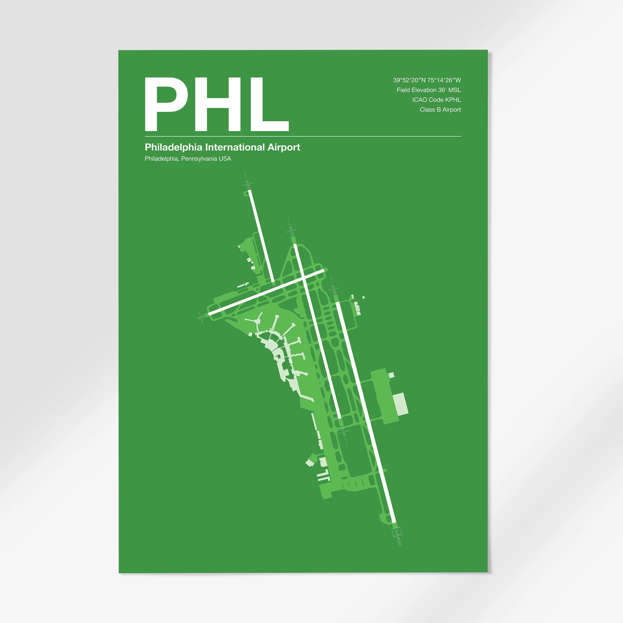 PHL | Philadelphia - 24×36" - Overland Green - No Frame