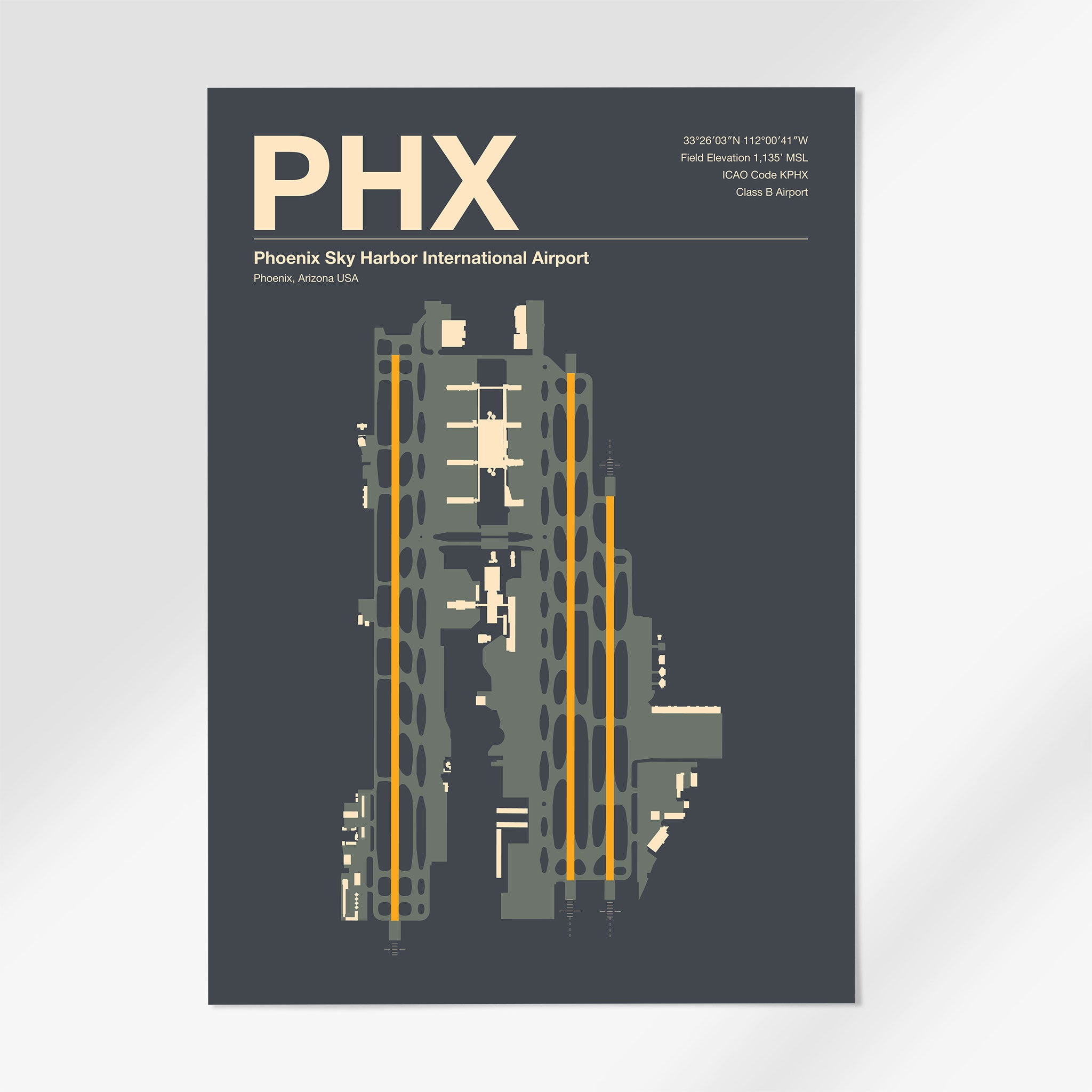 PHX | Phoenix - 24×36" - Mid - Century Slate - No Frame