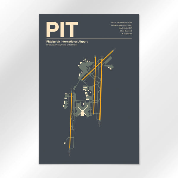 PIT | Pittsburgh - Mid - Century Slate - 12×18" - No Frame