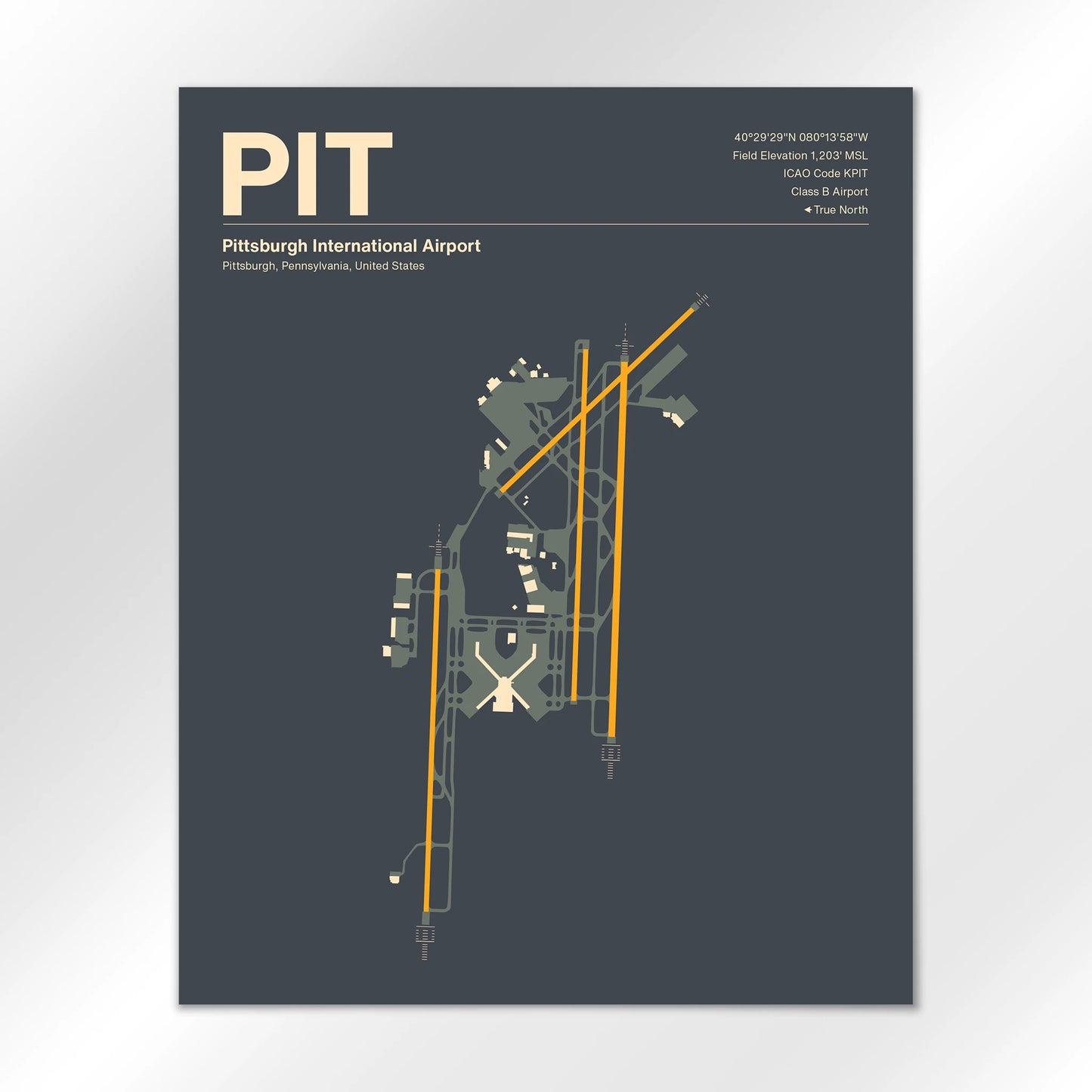 PIT | Pittsburgh - Mid - Century Slate - 16×20" - No Frame