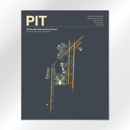 PIT | Pittsburgh - Mid - Century Slate - 16×20" - No Frame