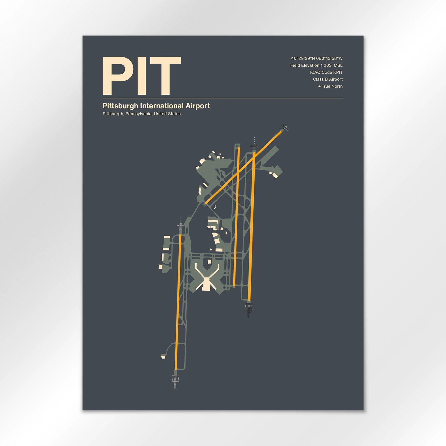 PIT | Pittsburgh - Mid - Century Slate - 18×24" - No Frame