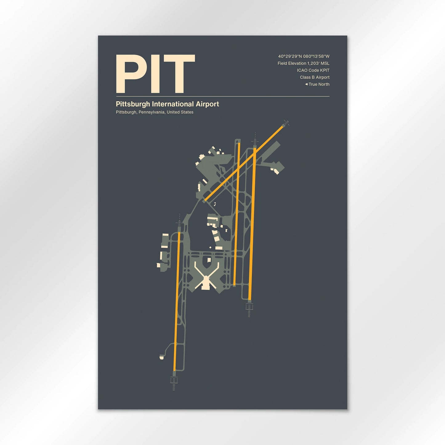 PIT | Pittsburgh - Mid - Century Slate - 24×36" - No Frame