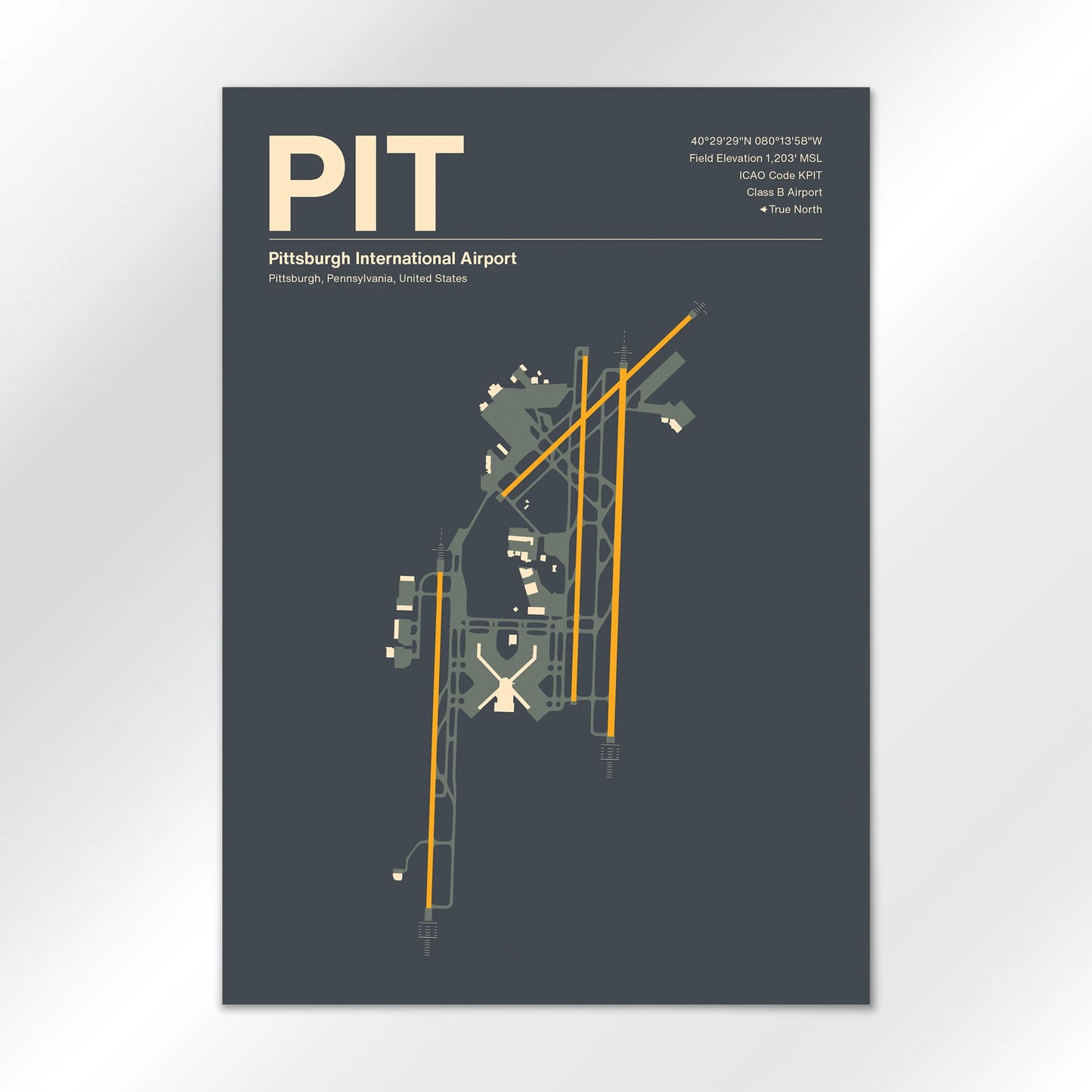 PIT | Pittsburgh - Mid - Century Slate - A2 - No Frame