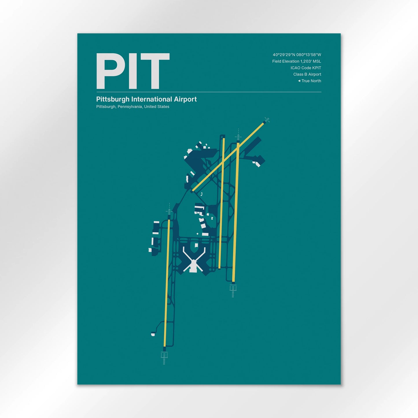 PIT | Pittsburgh - Mid - Century Moss - 18×24" - No Frame