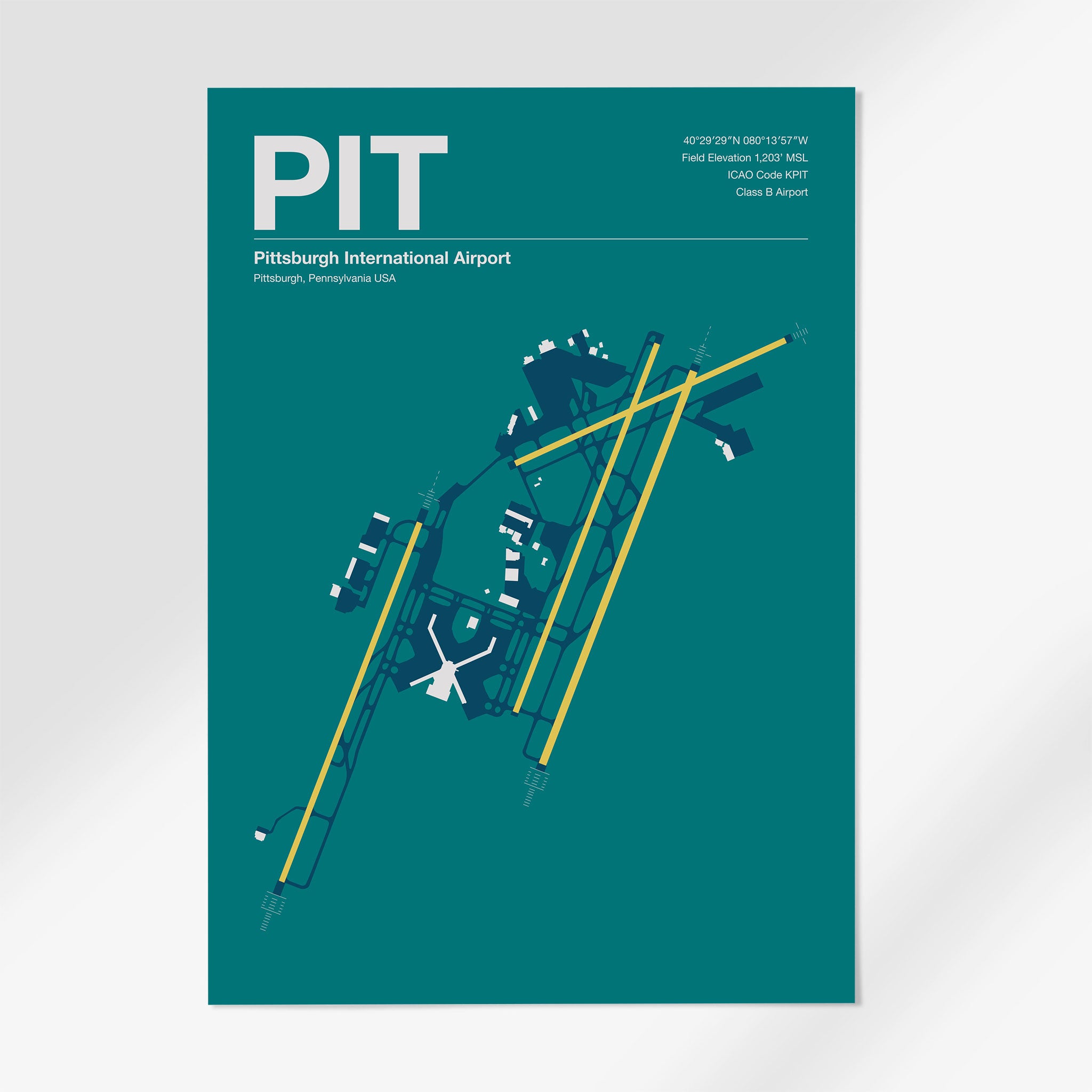 PIT | Pittsburgh - 24×36" - Mid - Century Moss - No Frame