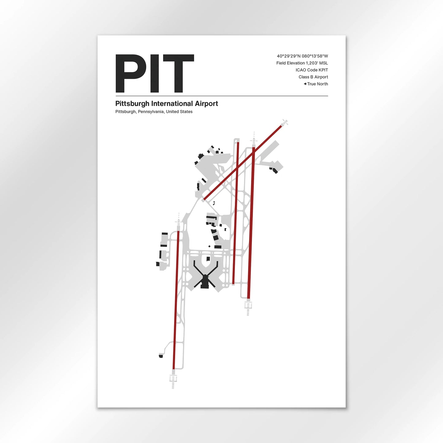 PIT | Pittsburgh - Mid - Century Modern - 12×18" - No Frame