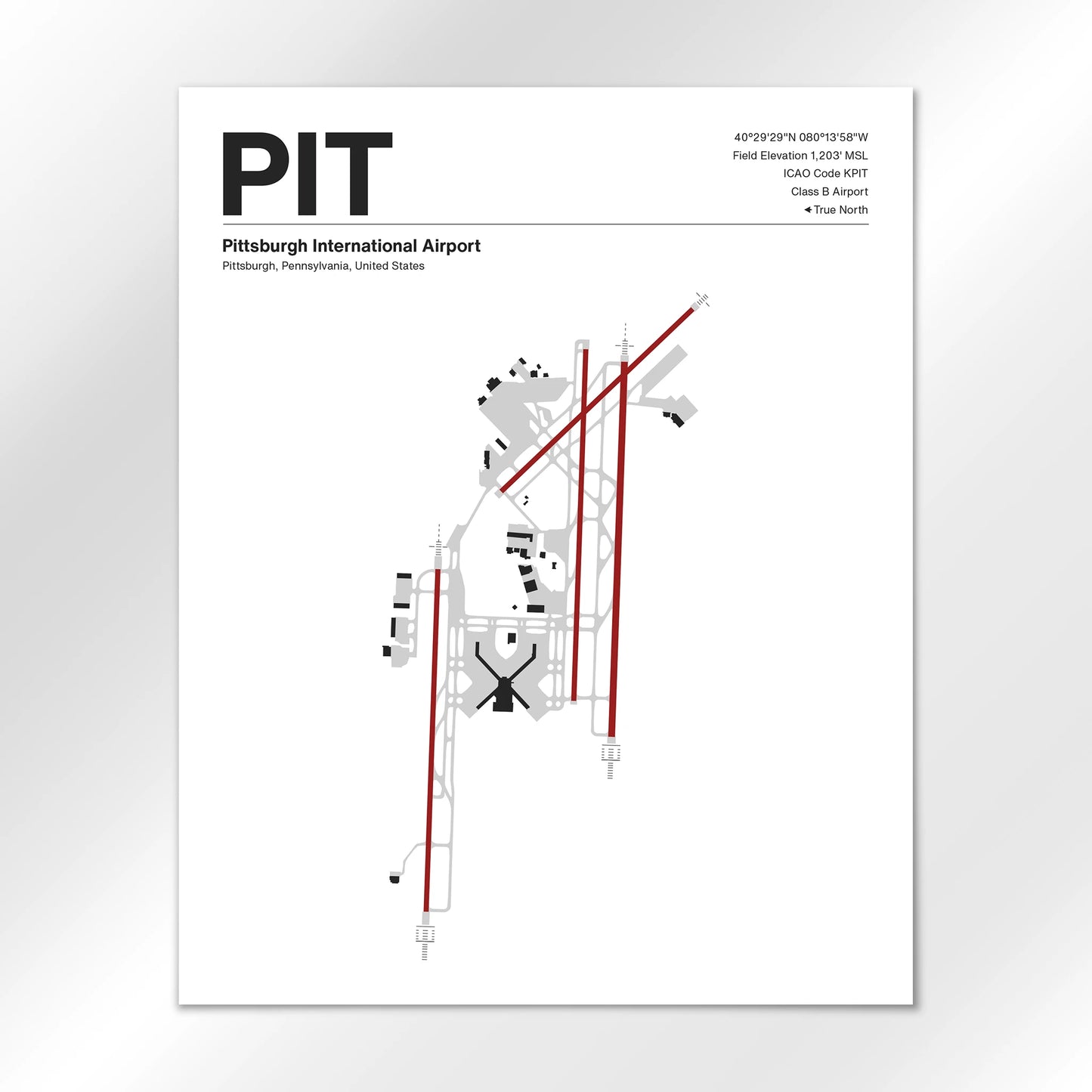 PIT | Pittsburgh - Mid - Century Modern - 16×20" - No Frame