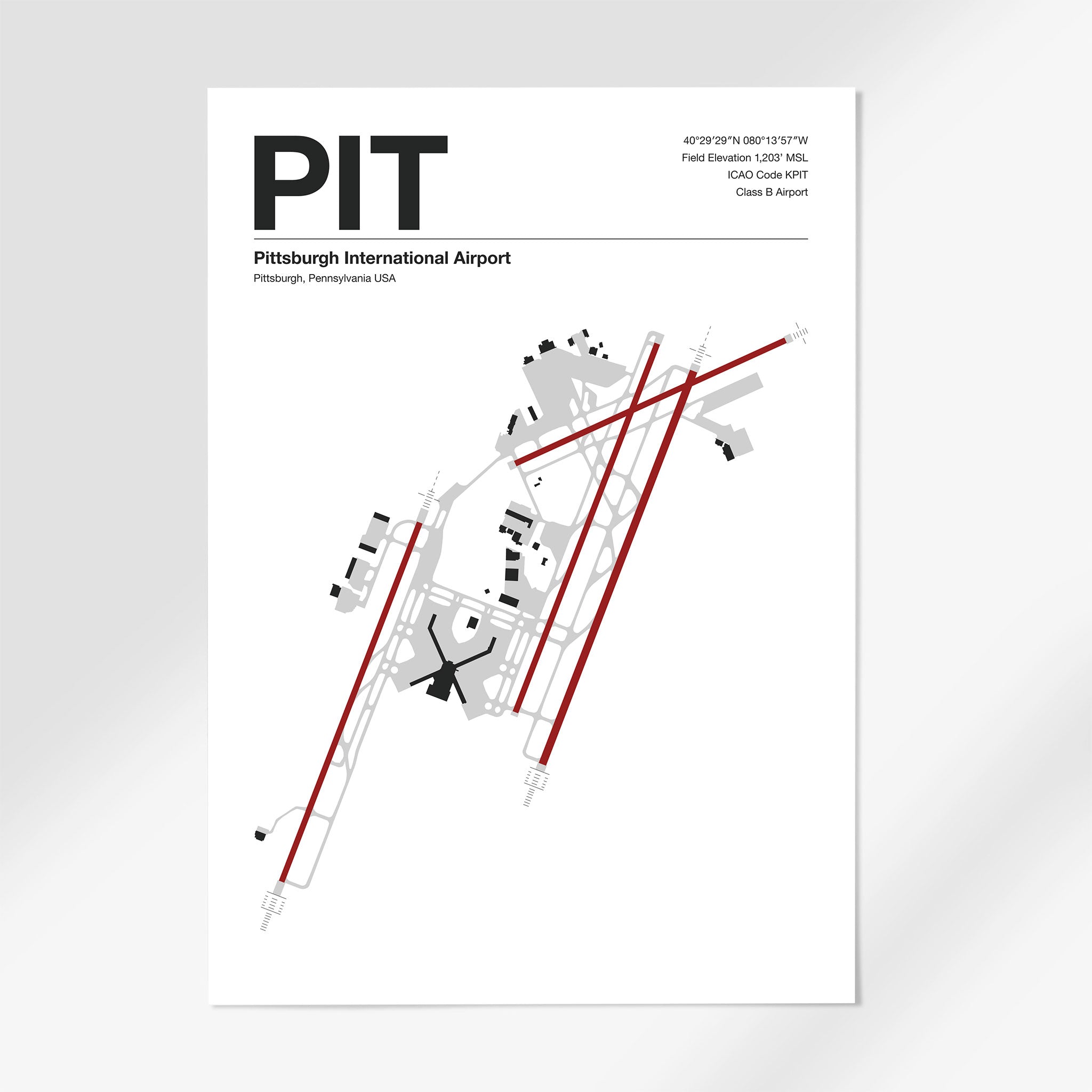 PIT | Pittsburgh - 24×36" - Mid - Century Modern - No Frame