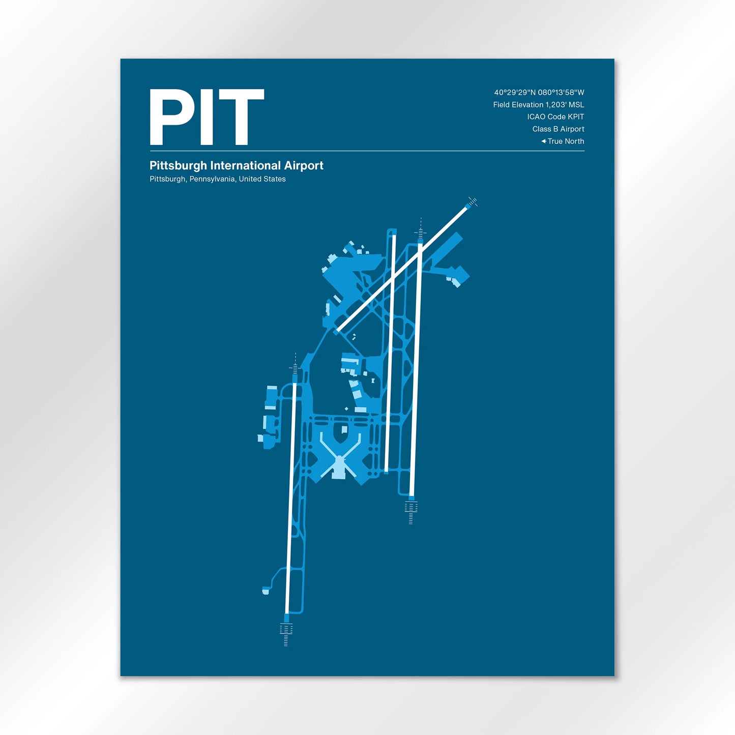 PIT | Pittsburgh - Skyline Blue - 16×20" - No Frame
