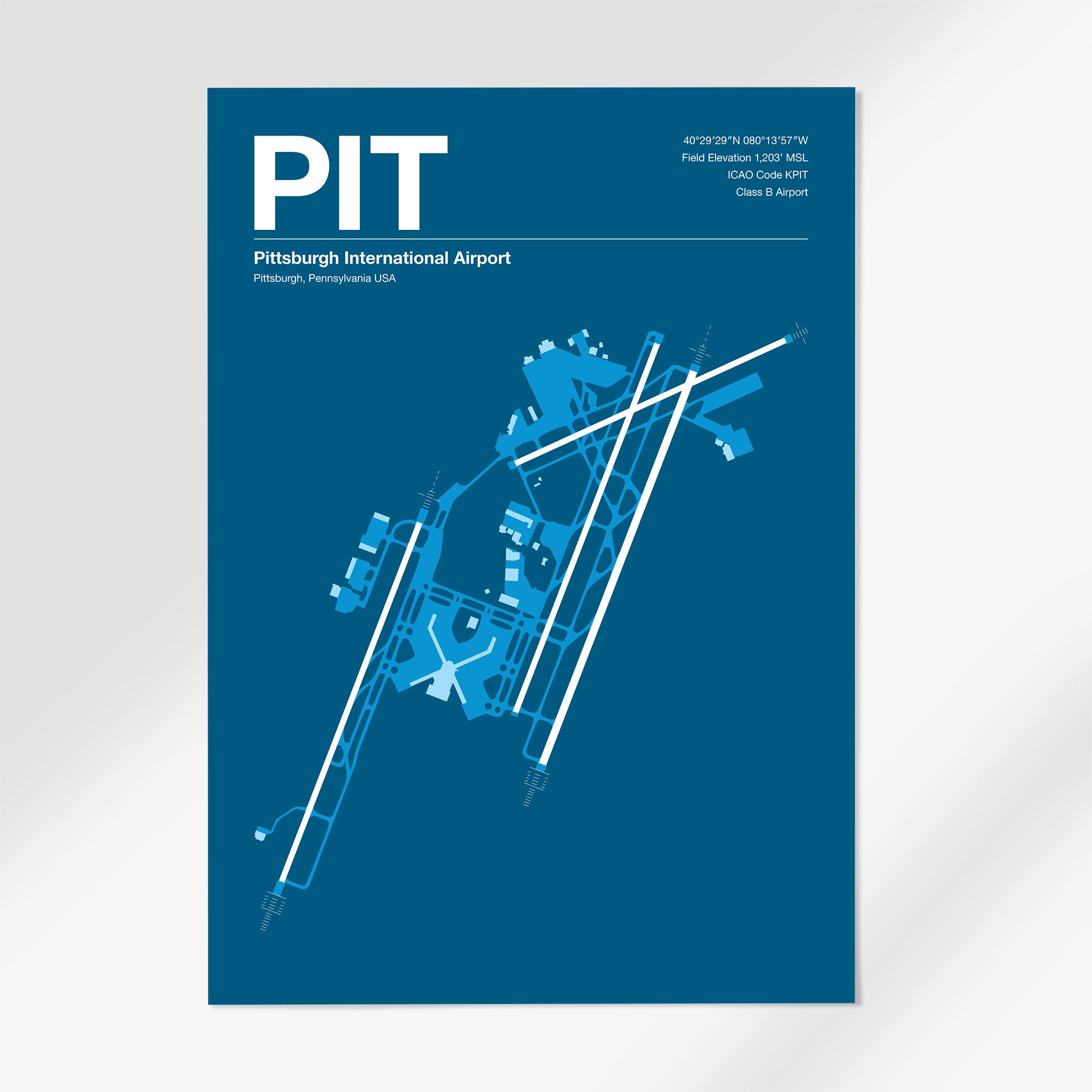 PIT | Pittsburgh - 24×36" - Skyline Blue - No Frame