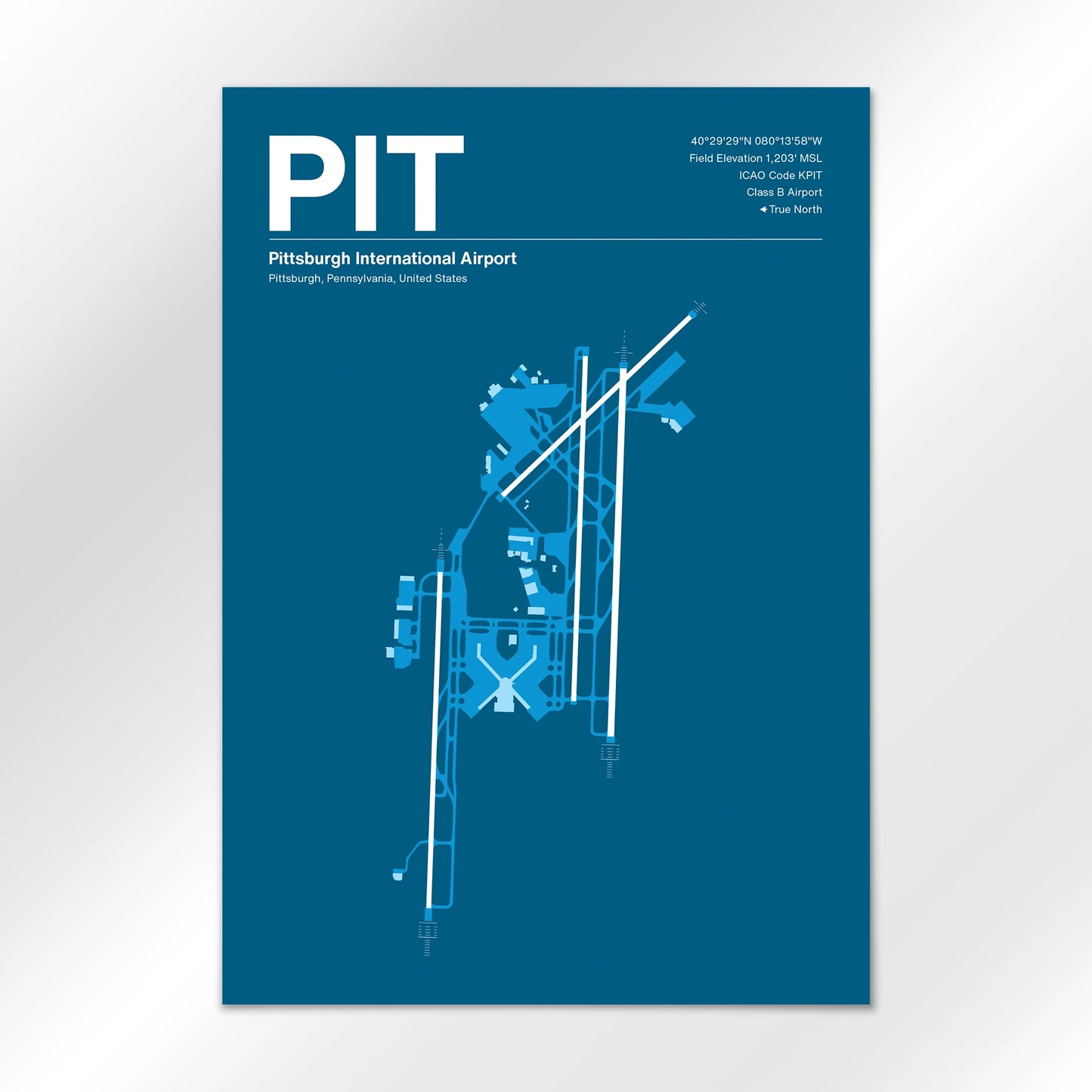 PIT | Pittsburgh - Skyline Blue - A3 - No Frame