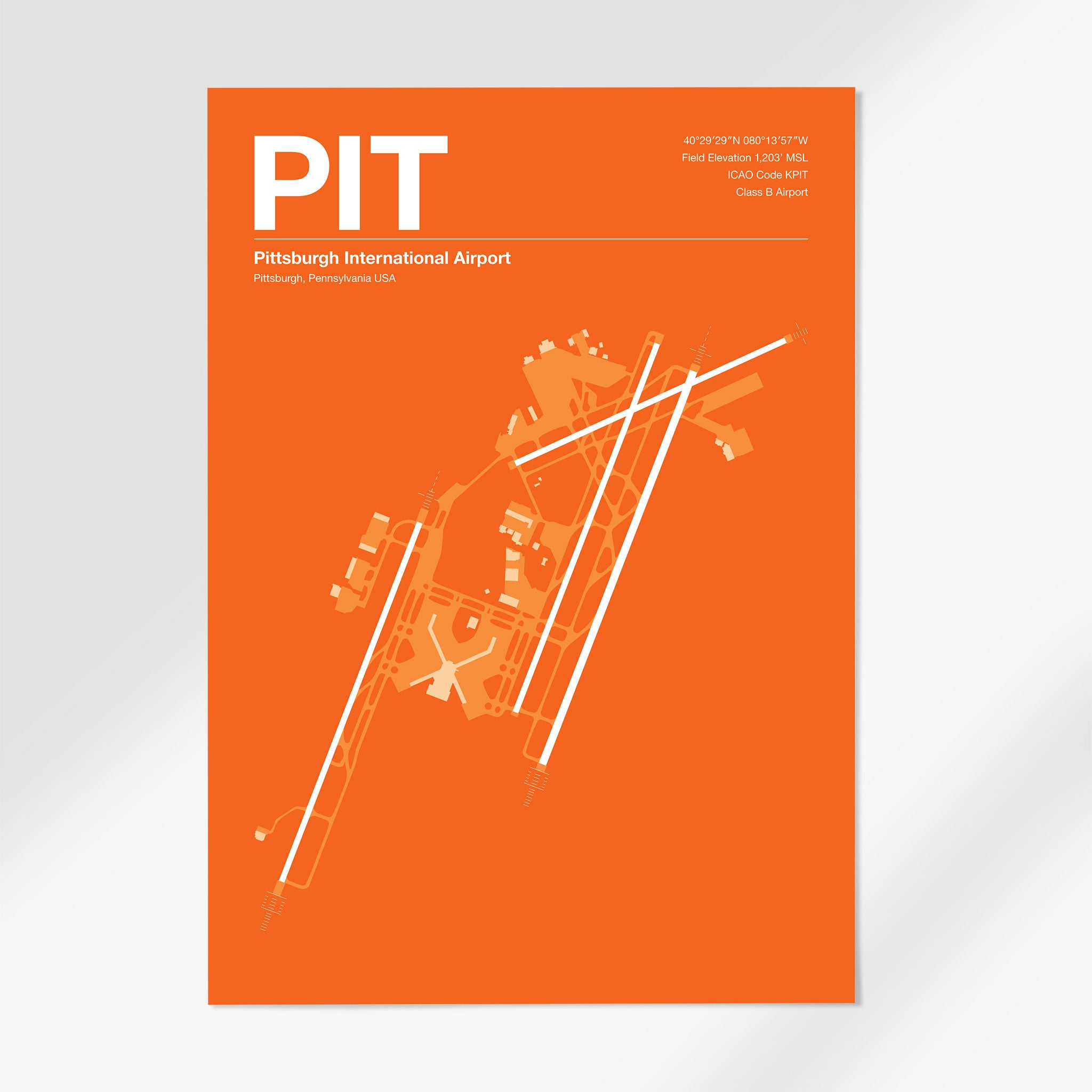 PIT | Pittsburgh - 24×36" - Sunset Orange - No Frame