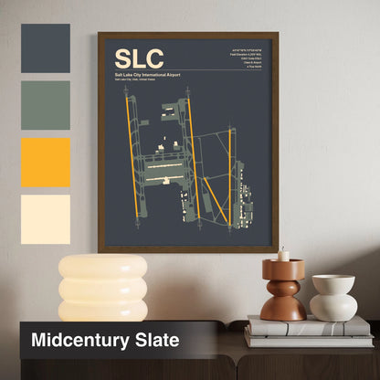 SLC | Salt Lake City - Mid - Century Slate - 12×18" - No Frame