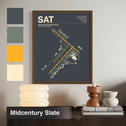 SAT | San Antonio - Mid - Century Slate - 12×18" - No Frame