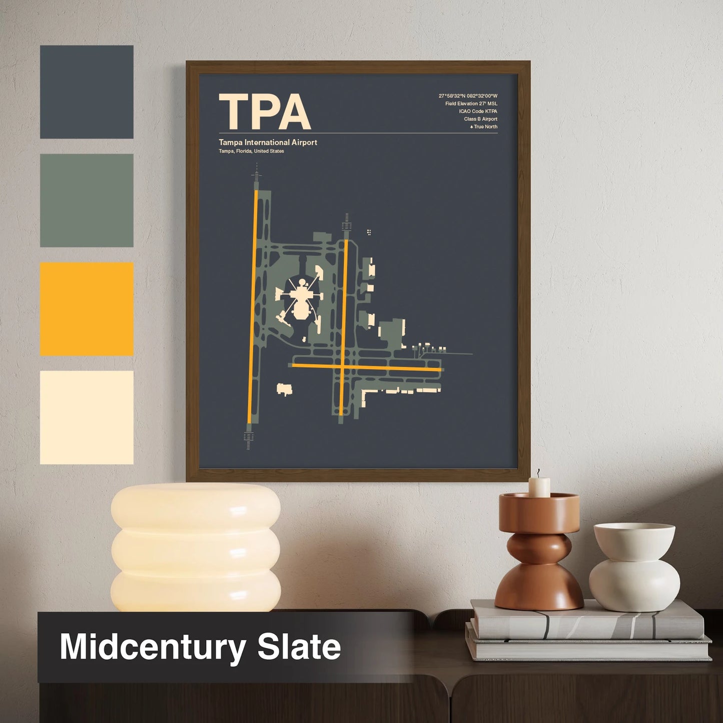 TPA | Tampa - Mid - Century Slate - 12×18" - No Frame