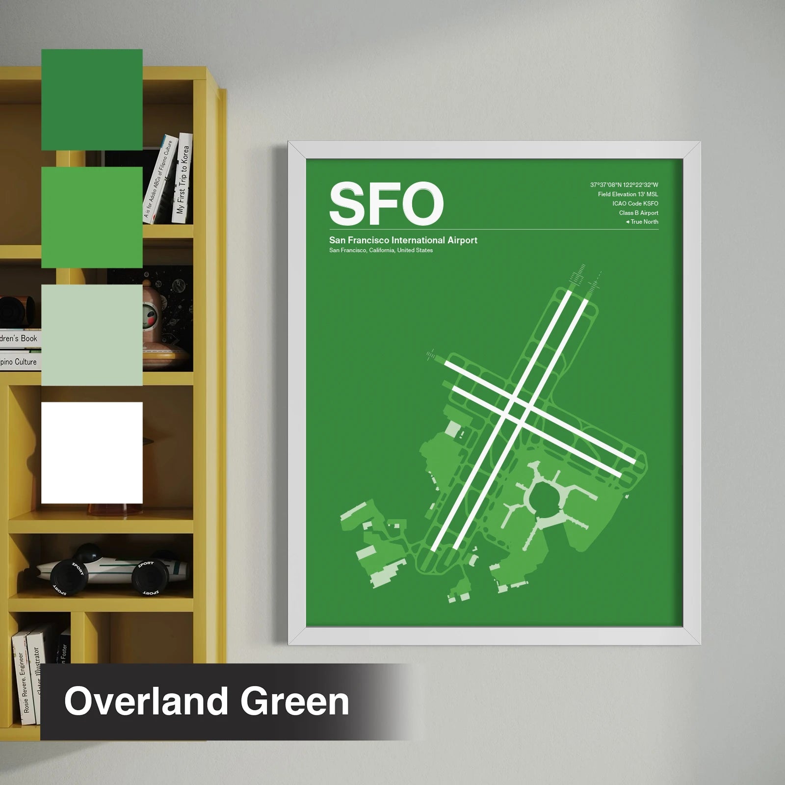 SFO | San Francisco - Mid - Century Slate - 12×18" - No Frame