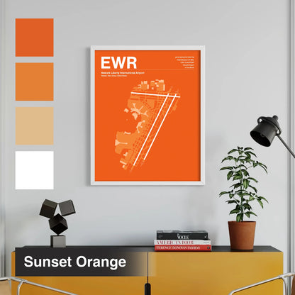 EWR | Newark - Sunset Orange - A3 - No Frame