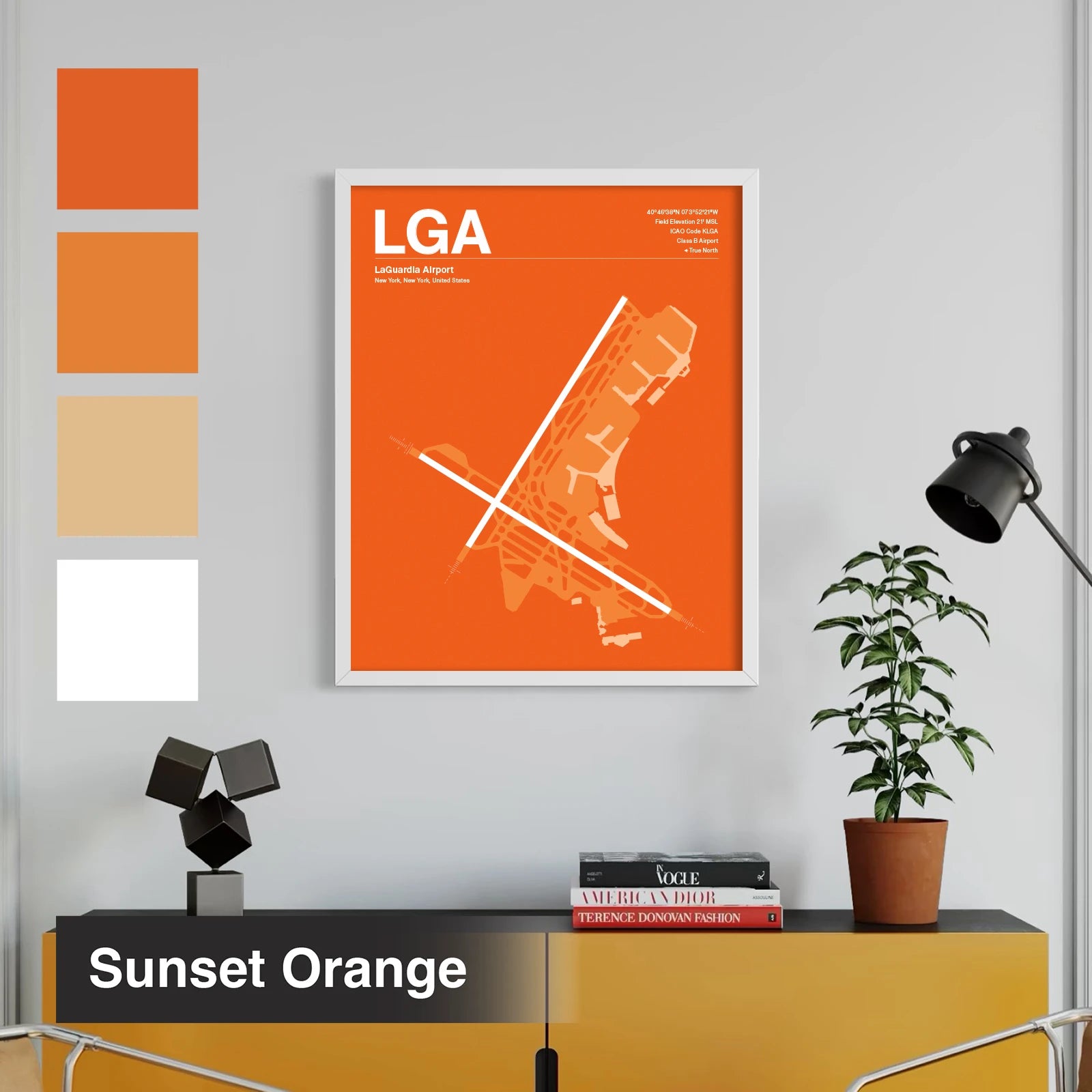LGA | New York - Sunset Orange - A3 - No Frame