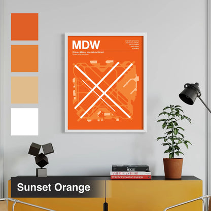 MDW | Chicago - Sunset Orange - A3 - No Frame