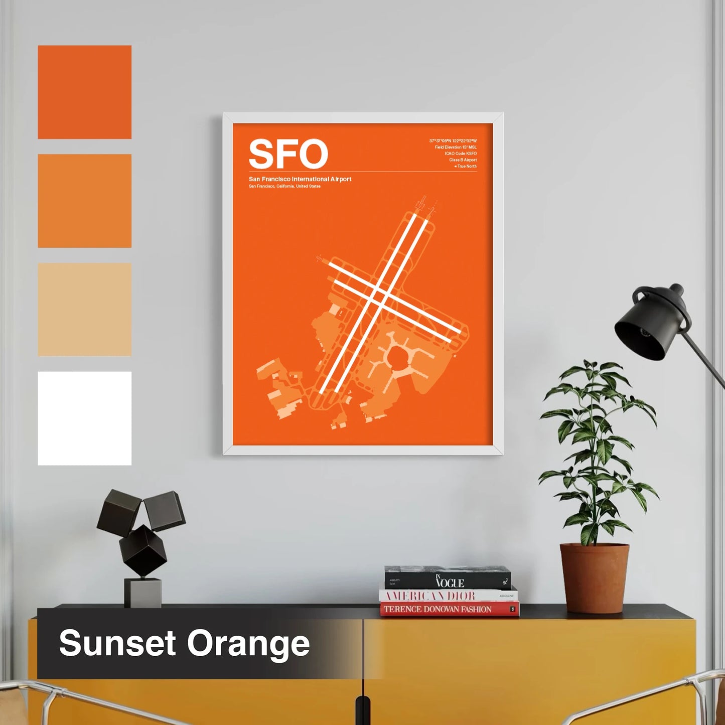SFO | San Francisco - Mid - Century Slate - 12×18" - No Frame