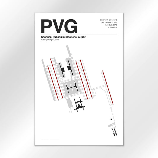 PVG | Pudong, Shanghai - Mid - Century Modern - 12×18" - No Frame