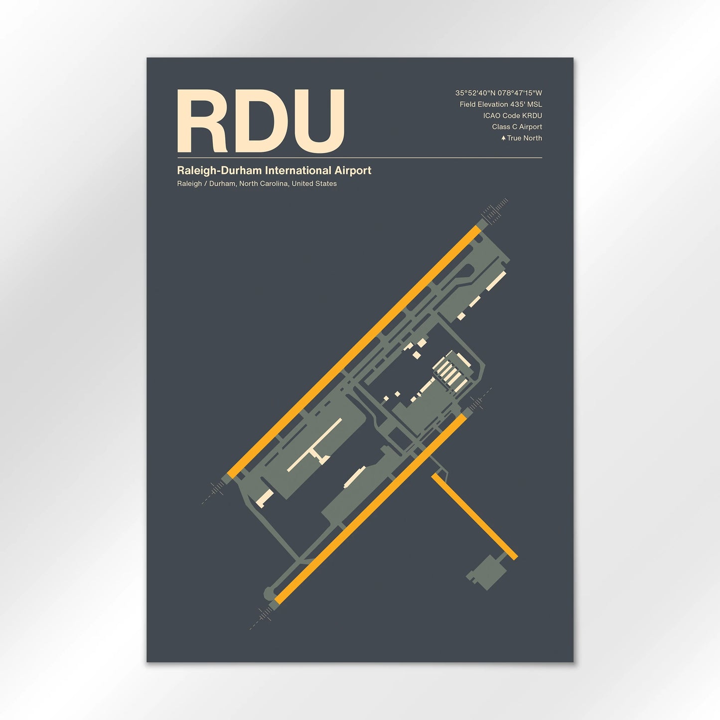 RDU | Raleigh / Durham - Mid - Century Slate - A3 - No Frame