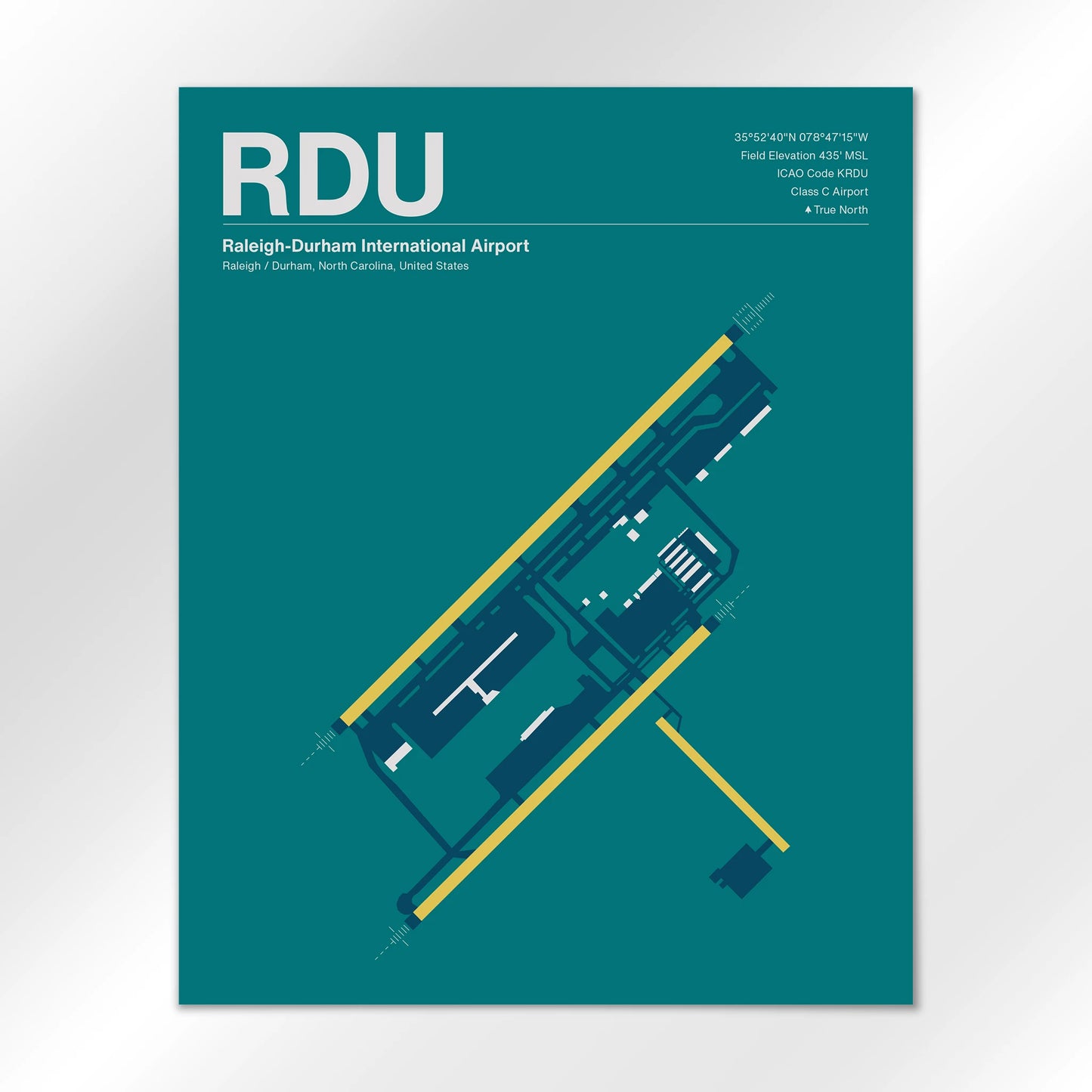 RDU | Raleigh / Durham - Mid - Century Moss - 16×20" - No Frame