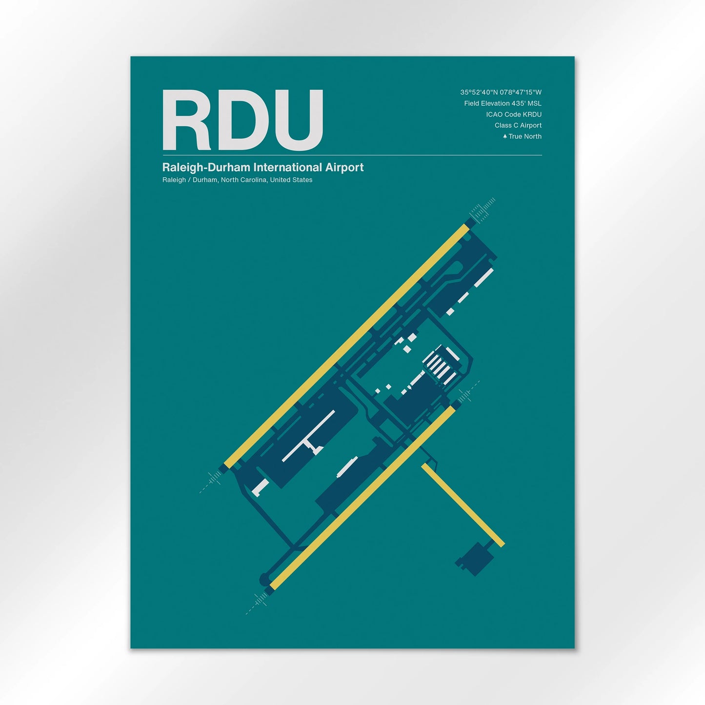 RDU | Raleigh / Durham - Mid - Century Moss - 18×24" - No Frame