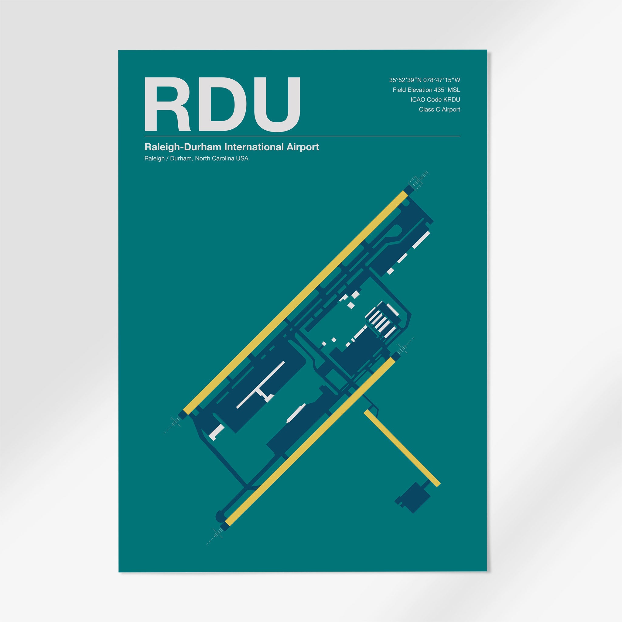 RDU | Raleigh Durham - 24×36" - Mid - Century Moss - No Frame