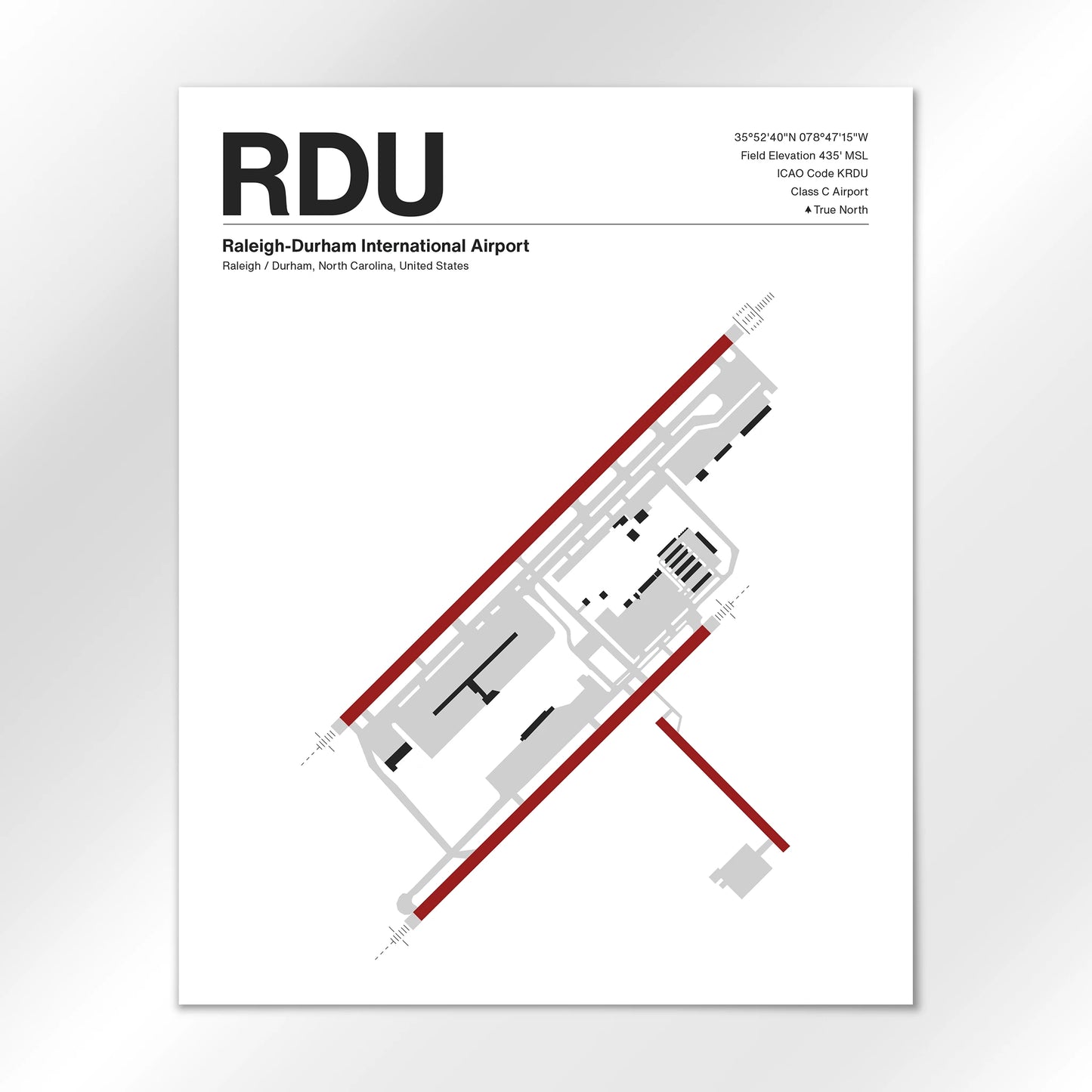 RDU | Raleigh / Durham - Mid - Century Modern - 16×20" - No Frame