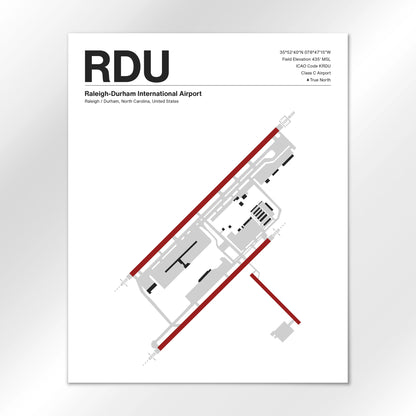 RDU | Raleigh / Durham - Mid - Century Modern - 16×20" - No Frame