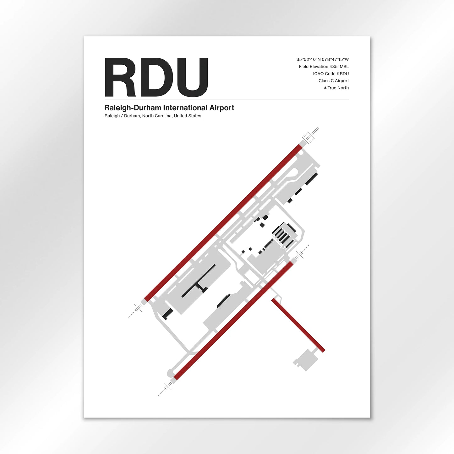 RDU | Raleigh / Durham - Mid - Century Modern - 18×24" - No Frame