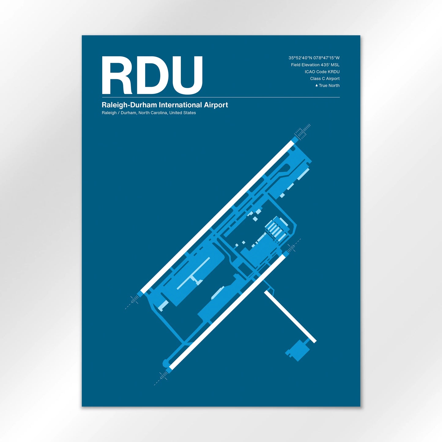 RDU | Raleigh / Durham - Skyline Blue - 18×24" - No Frame