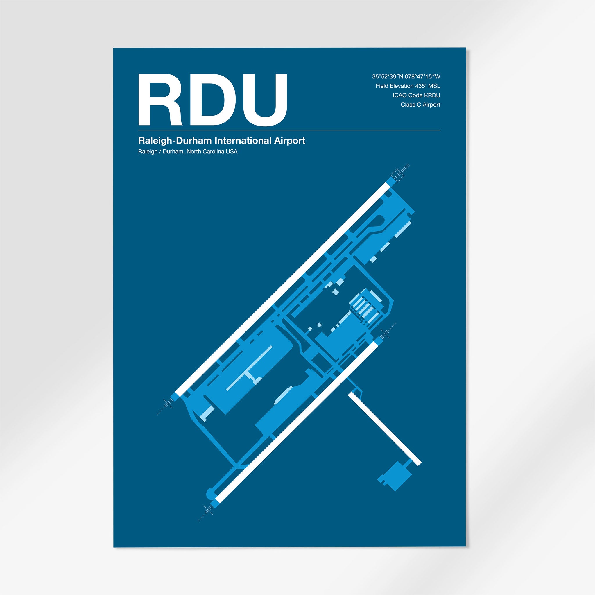 RDU | Raleigh Durham - 24×36" - Skyline Blue - No Frame