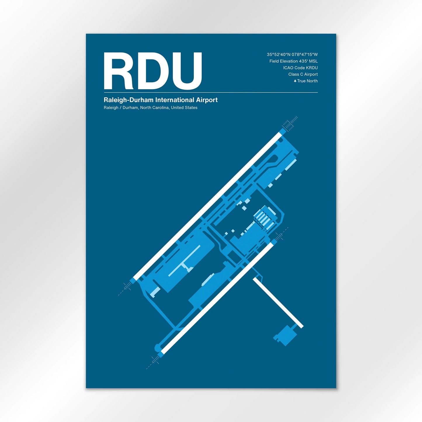 RDU | Raleigh / Durham - Skyline Blue - A3 - No Frame